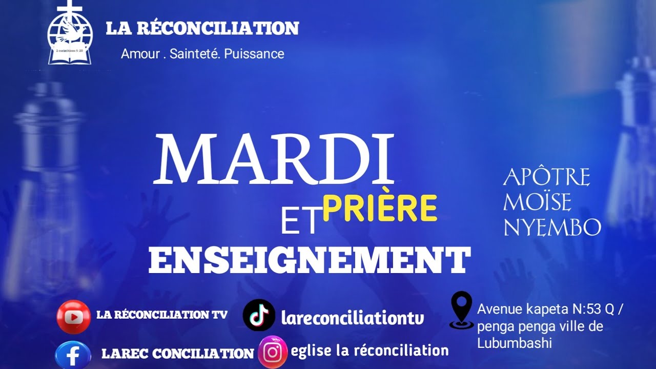 BIENVENUE À NOTRE CULTE DE PROFONDEUR ET DE PRIÈRE MARDI 10.02.2026 APÔTRE MOÏSE NYEMBO