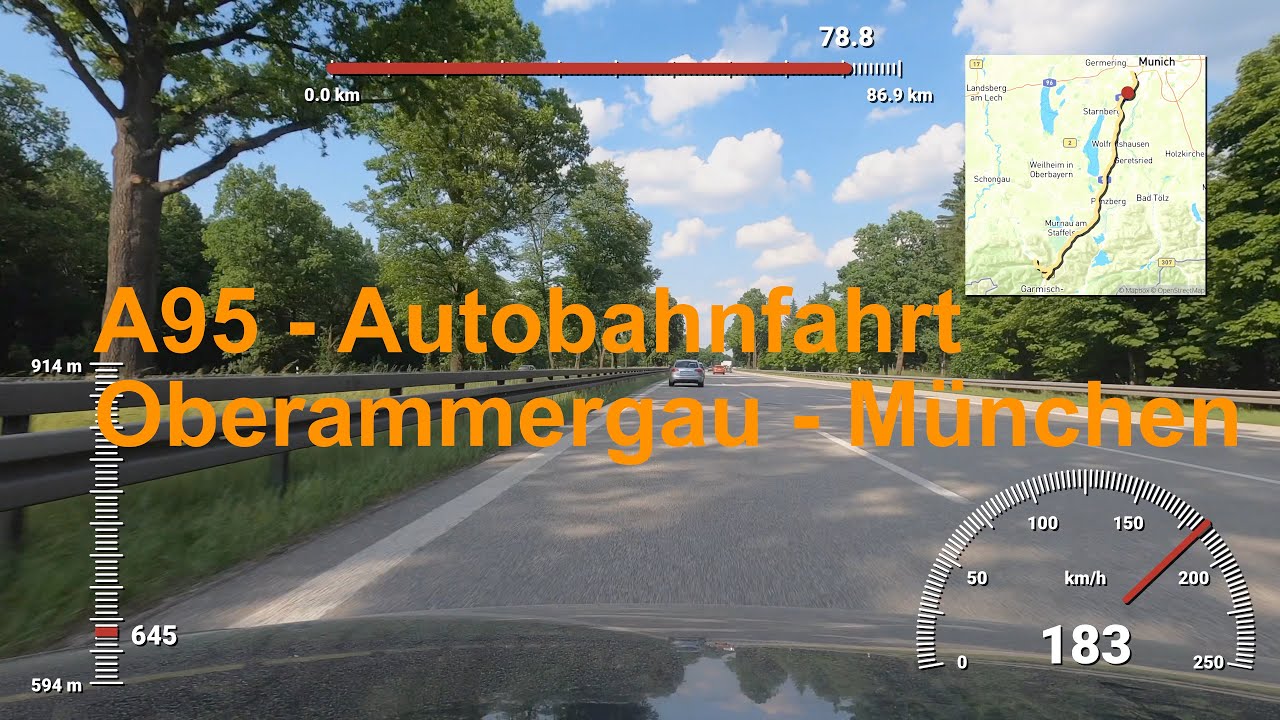 A95 - Autobahnfahrt Oberammergau - München