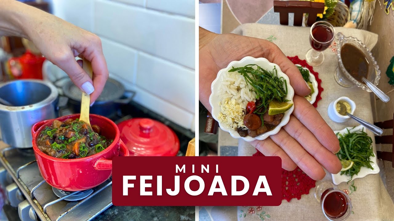 COMIDA EM MINIATURA | MINI FEIJOADA COM ACOMPANHAMENTO 🐷🍷 | A MINICOZINHA