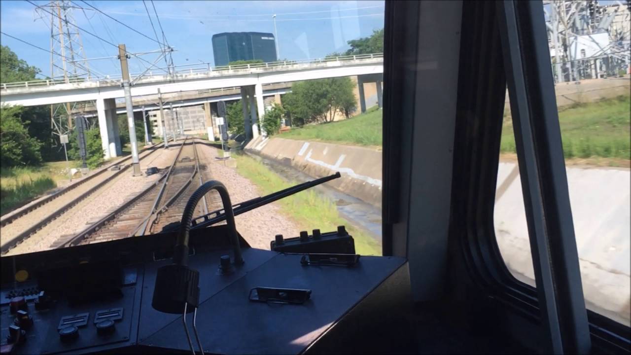 Riding the DART Train Driver's POV Right Side Blue Line to downtown through the tunnel