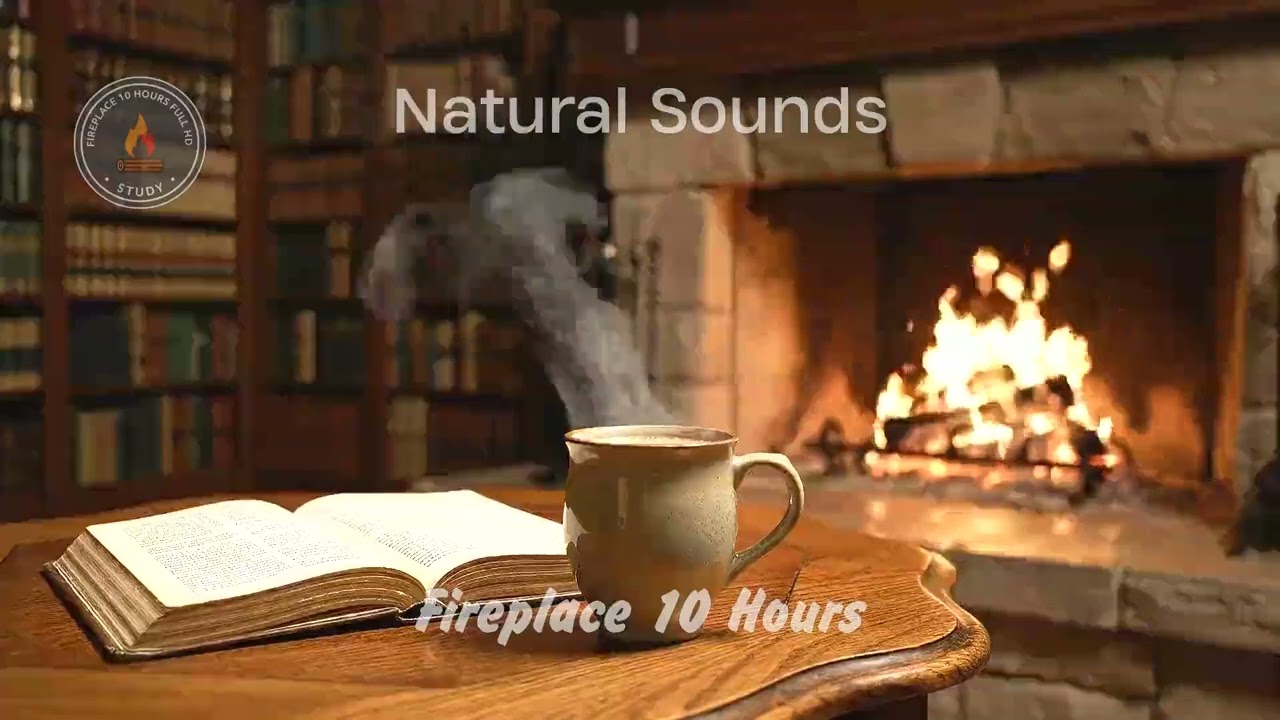 Cozy Autumn Reading Room & Fireplace 10 Hours Full HD