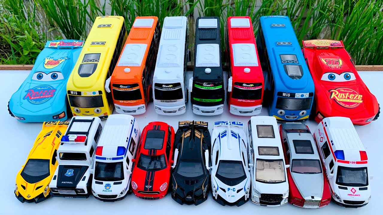 Mobil Mobilan Mcqueen, Bus tayo, Bus Basuri, Mobil Polisi, Mobil Ambulan, Mobil Balap, Damkar #8600