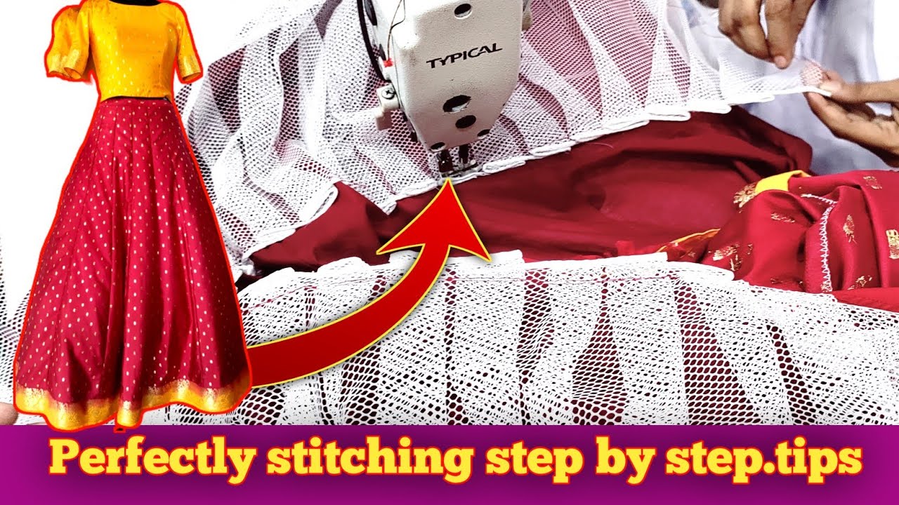 Can Can Stitching in Lehenga || how to stitch can can in lehenga & gown perfectly in telugu