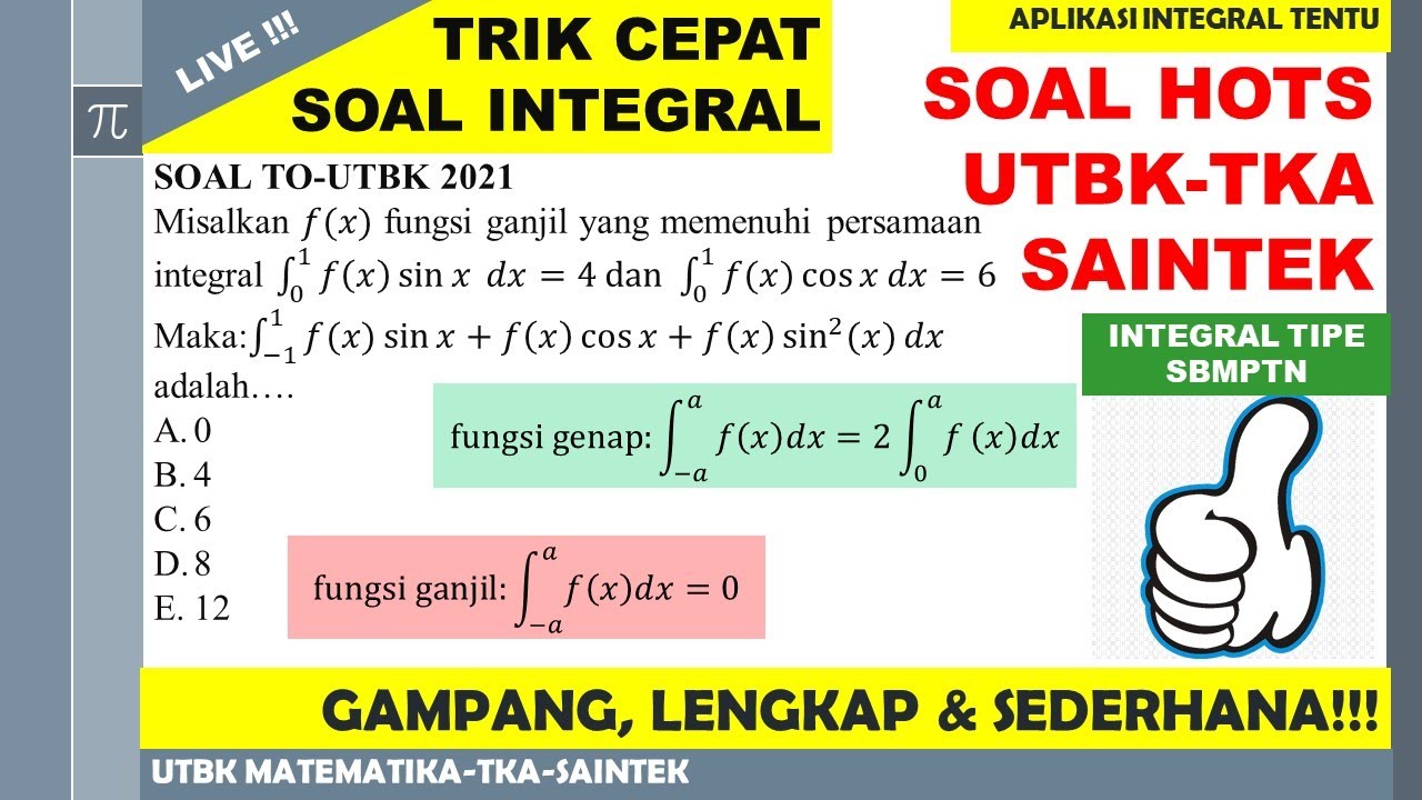 Soal Hots UTBK Matematika || Trik Cepat Soal Integral UTBK