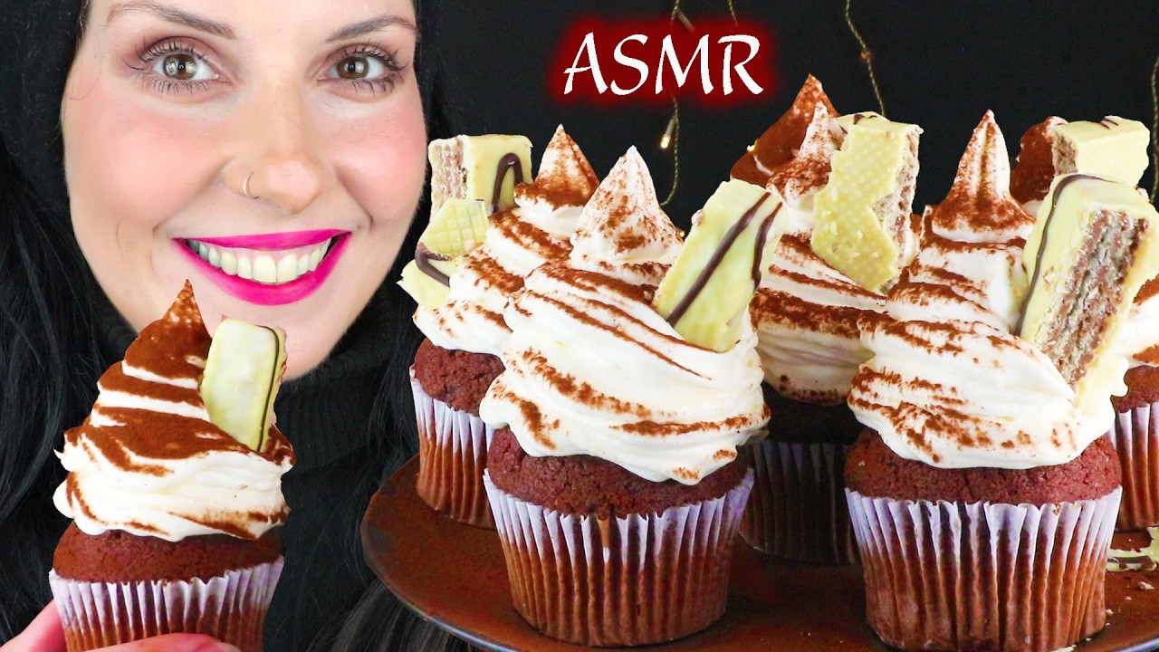 CHOCOLATE CHIP CUPCAKES 🧁 *Close-Up* | Whispering | ASMR Mukbang - 먹방 | Real Eating Sounds
