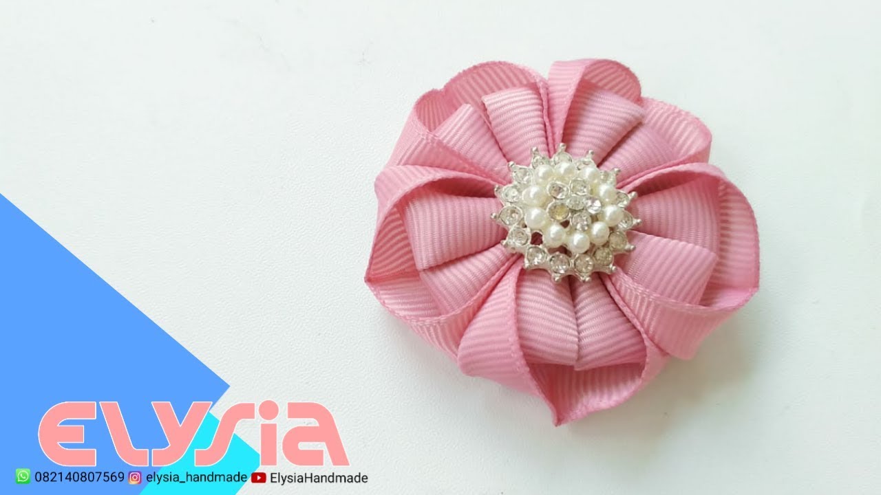 How To Make : Ribbon Kanzashi Flower 🌸 Flores Kanzashi 🌸 DIY by Elysia Handmade