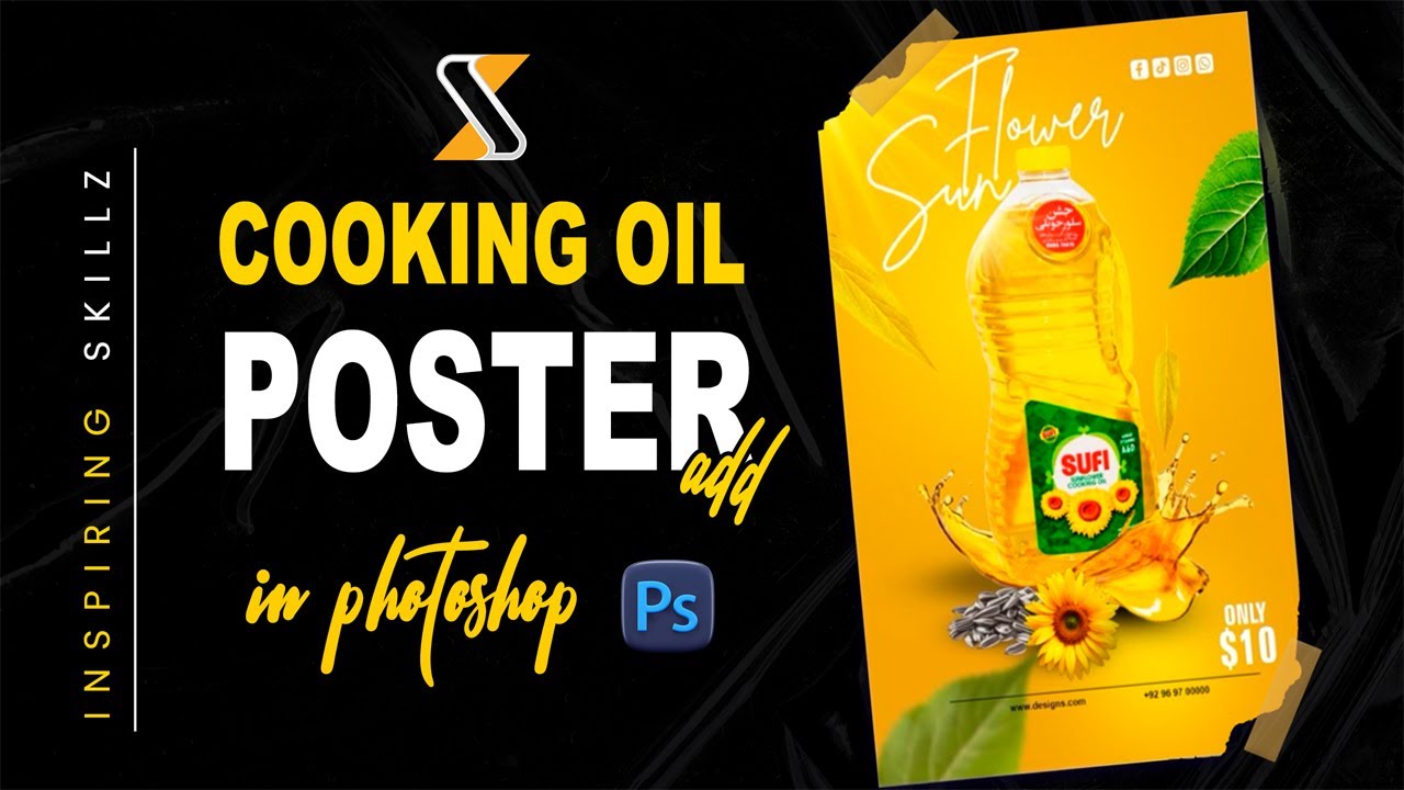 Cooking Oil Poster Design in Photoshop | Social Media Ad Tutorial