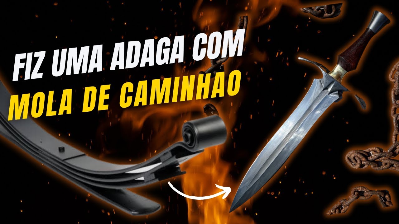 PASSO A PASSO INCRÍVEL ADAGA feita de mola de caminhão, com GUARDA FORJADA dagger knife