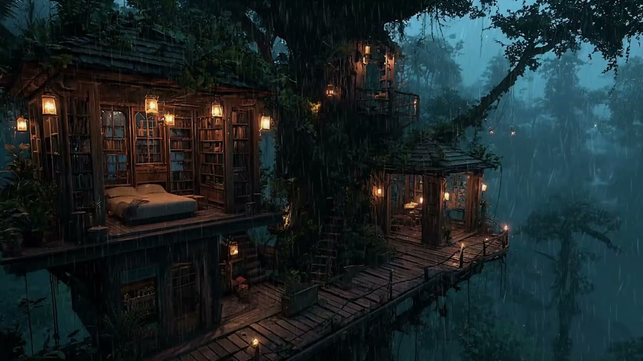 Quiet Night Rain Embracing a Secluded Forest Cabin 🌧️🌲 | Deep Sleep & Total Relaxation