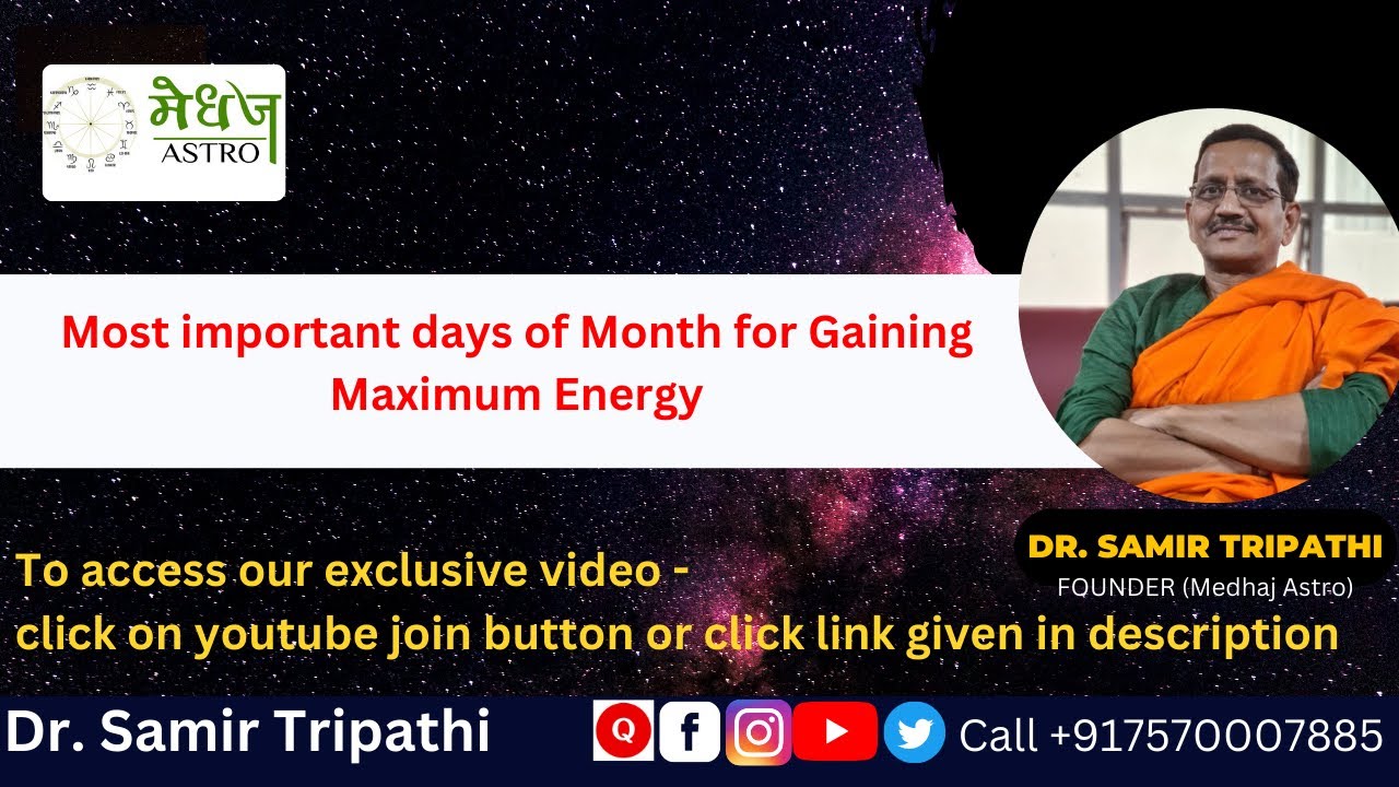 ASTROLOGY SESSION 7 : Most important days of Month for Gaining Maximum Energy by Dr  Samir Tripathi