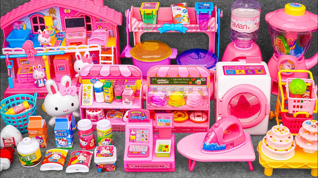 2 Hours Satisfying Unboxing Pink Bunny Kitchen Cooking Playset, Cooking Toys Collection Review