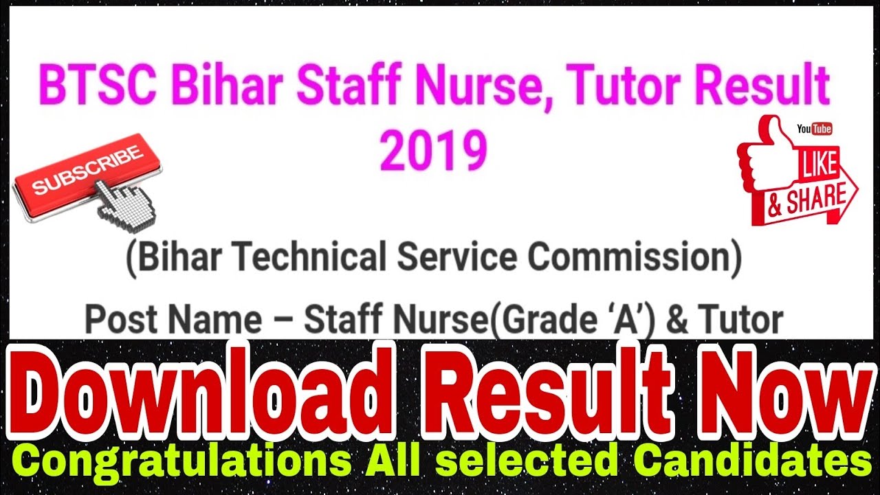 BTSC , Bihar Tutor Result 2019, Download Result Now
