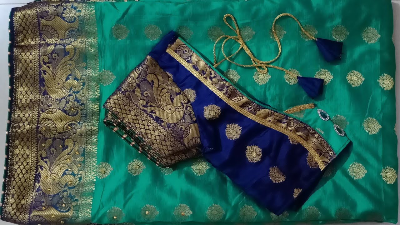 Paithani silk Saree back neck patchwork blouse design /cutting and stitching /back neck designs /