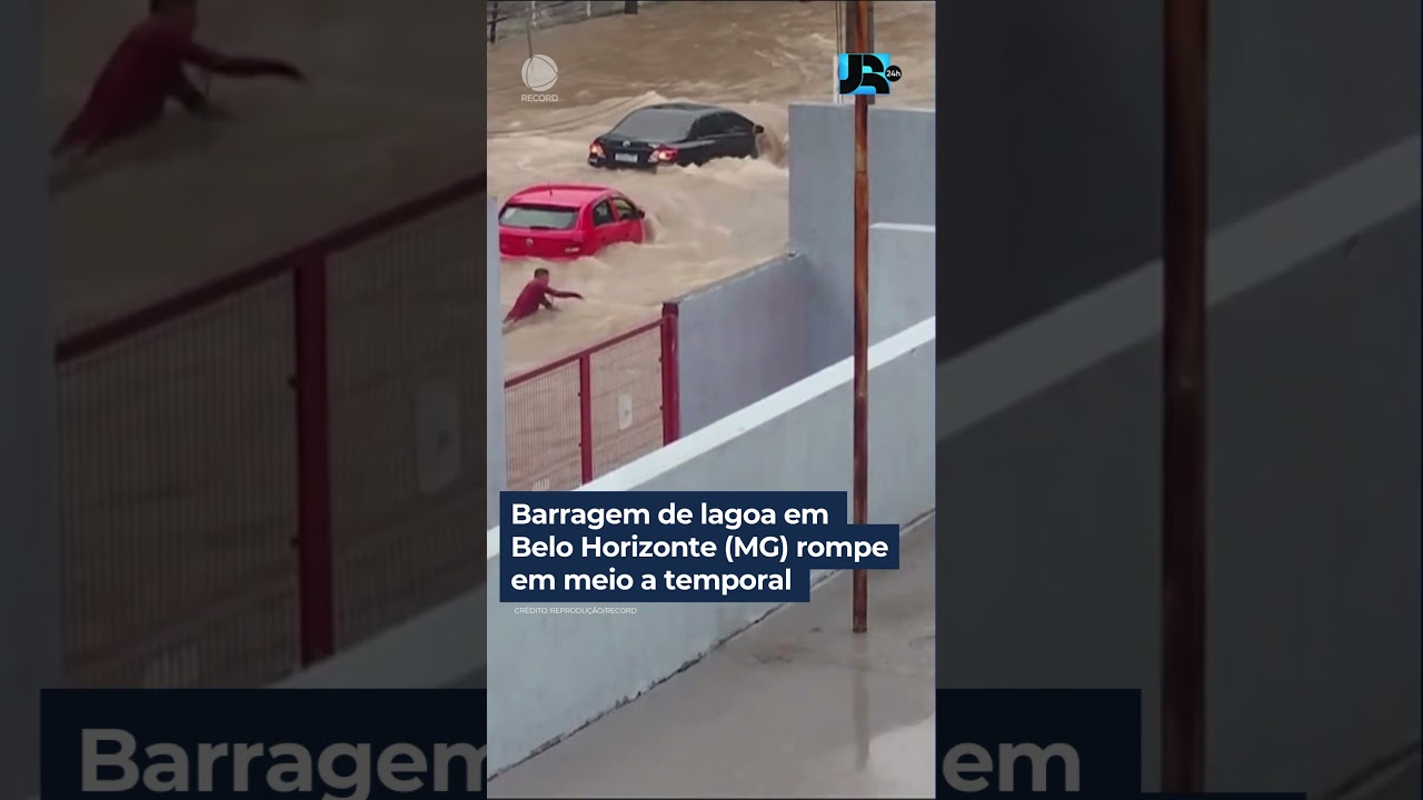 Barragem de lagoa em Belo Horizonte (MG) rompe em meio a temporal e causa transtornos #shorts