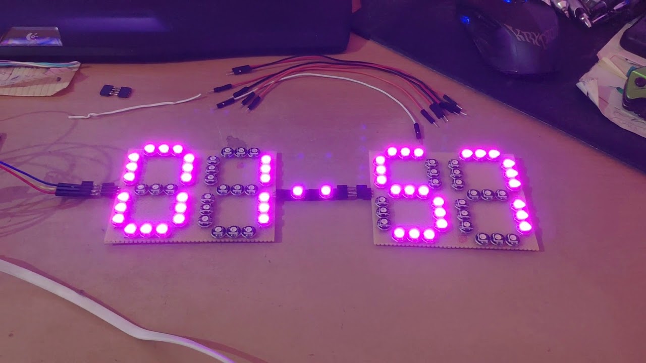 7 segment RGB digital clock & temperature display TEST BUILD