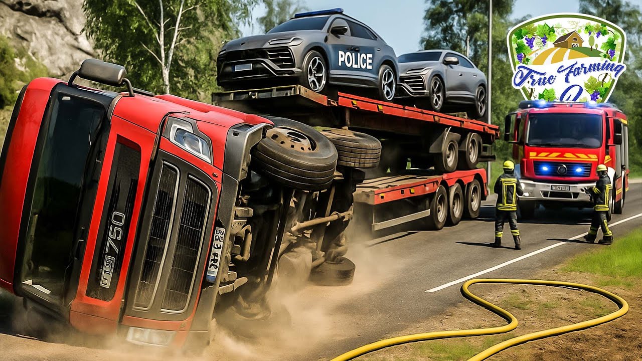 Schwertransport UNFALL! 😱 Polizei & Lamborghini + Feuerwehreinsatz | True Farming 2 #710
