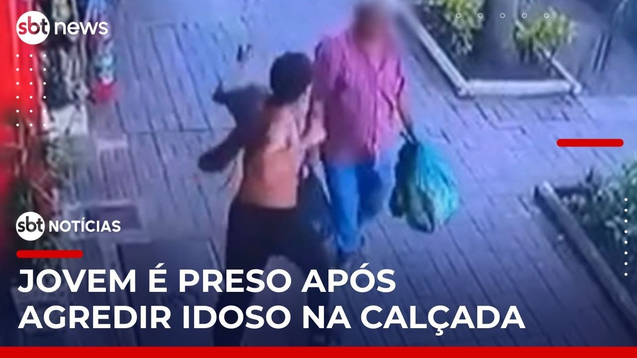 Jovem &eacute; preso ap&oacute;s agredir idoso com socos na zona norte de SP | #SBTNot&iacute;cias