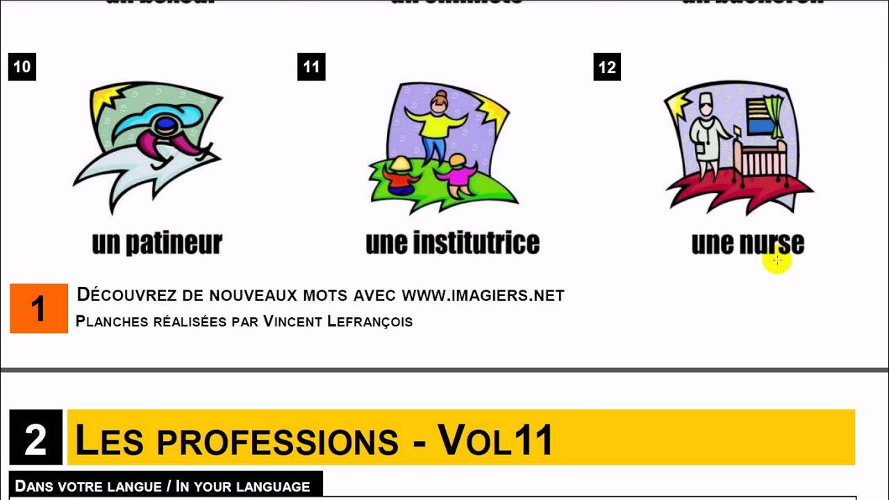 French lesson # Vocabulary # Les professions #3