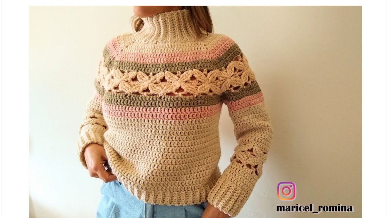 Suéter *Camelia Topdown crochet | chaleco ganchillo sin costuras | Jersey paso a paso |polera