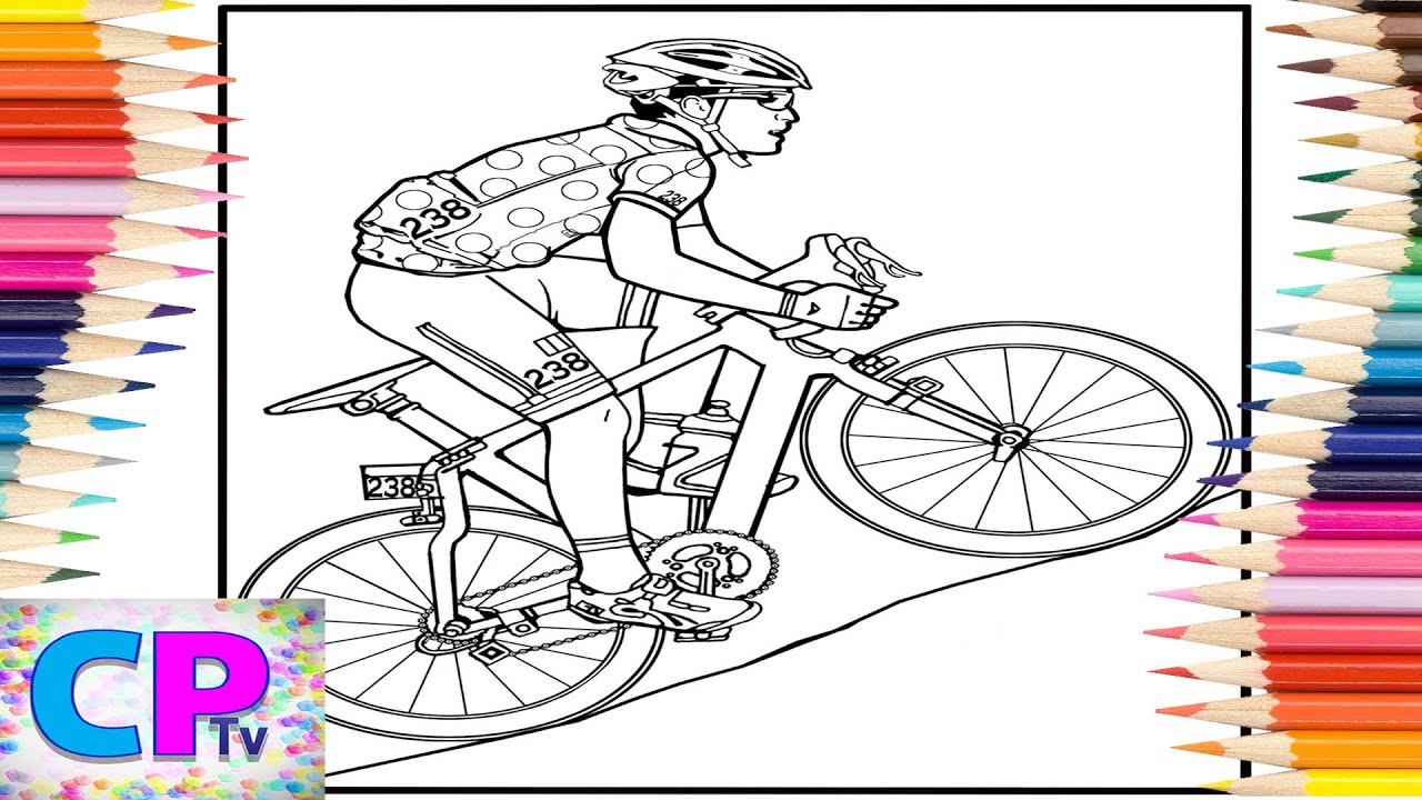 Bike Race/Competitor Rides Uphill/Bike Lovers/Creative Drawing/Coloring Activity/Relaxing Video