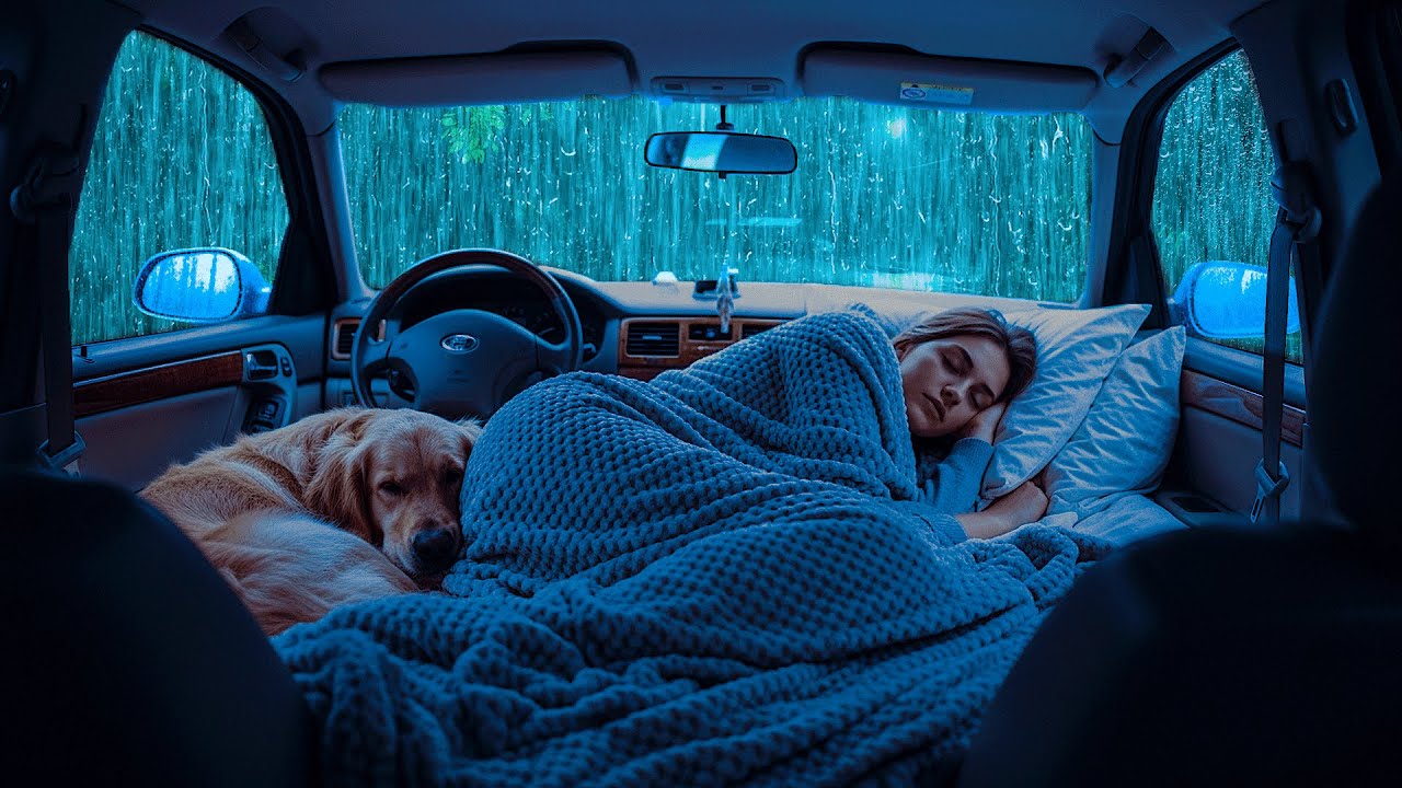 Rain Sounds for Sleeping ⛈️ Heavy Rain Surrounding Car for Sleep Meditation and Stress Relief