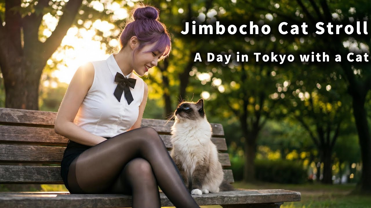 Jimbocho Cat Stroll: A Day in Tokyo with a Ragdoll Cat #cat #aivideo #japan
