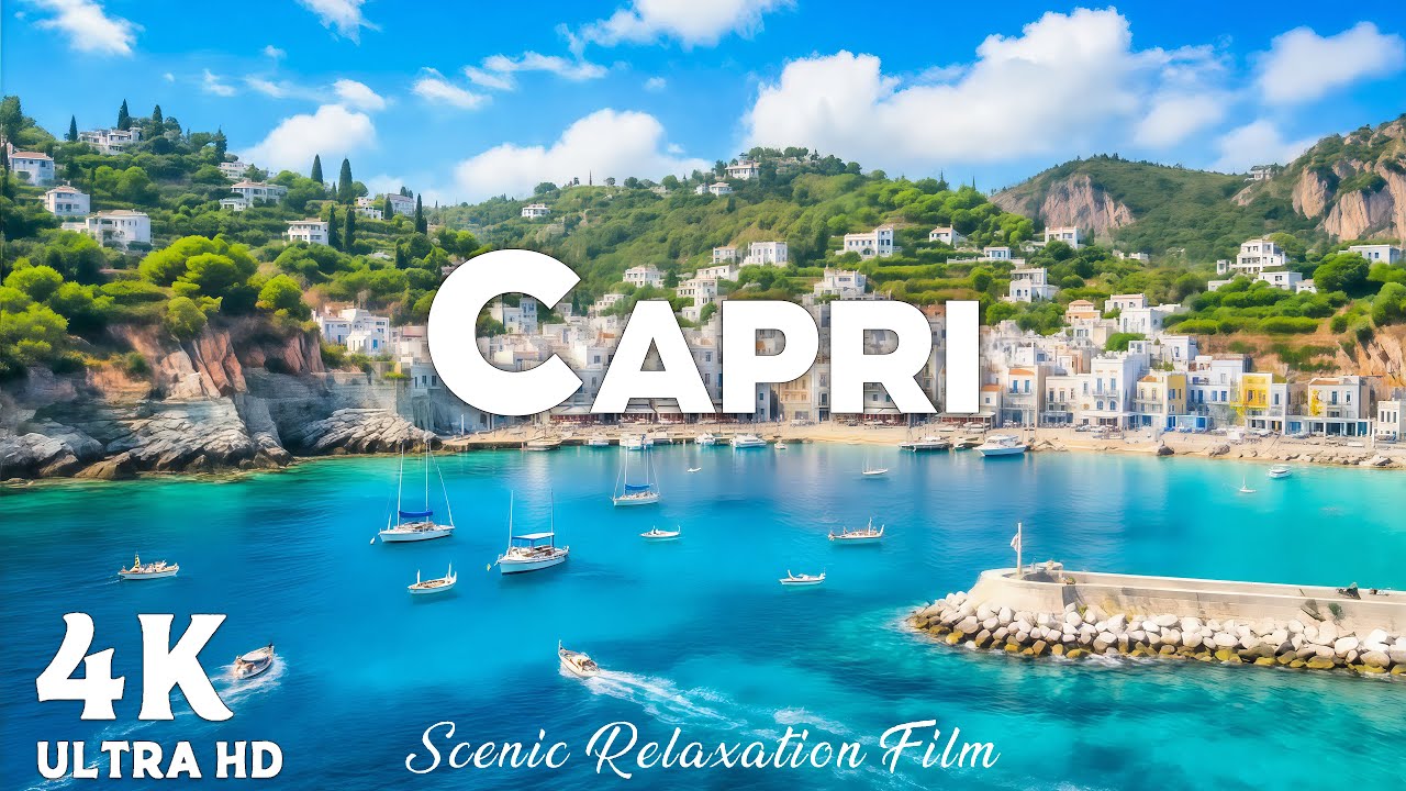 Relaxing Capri 4K 🌊 Ocean Waves & Soft Piano Music for Peaceful Moments