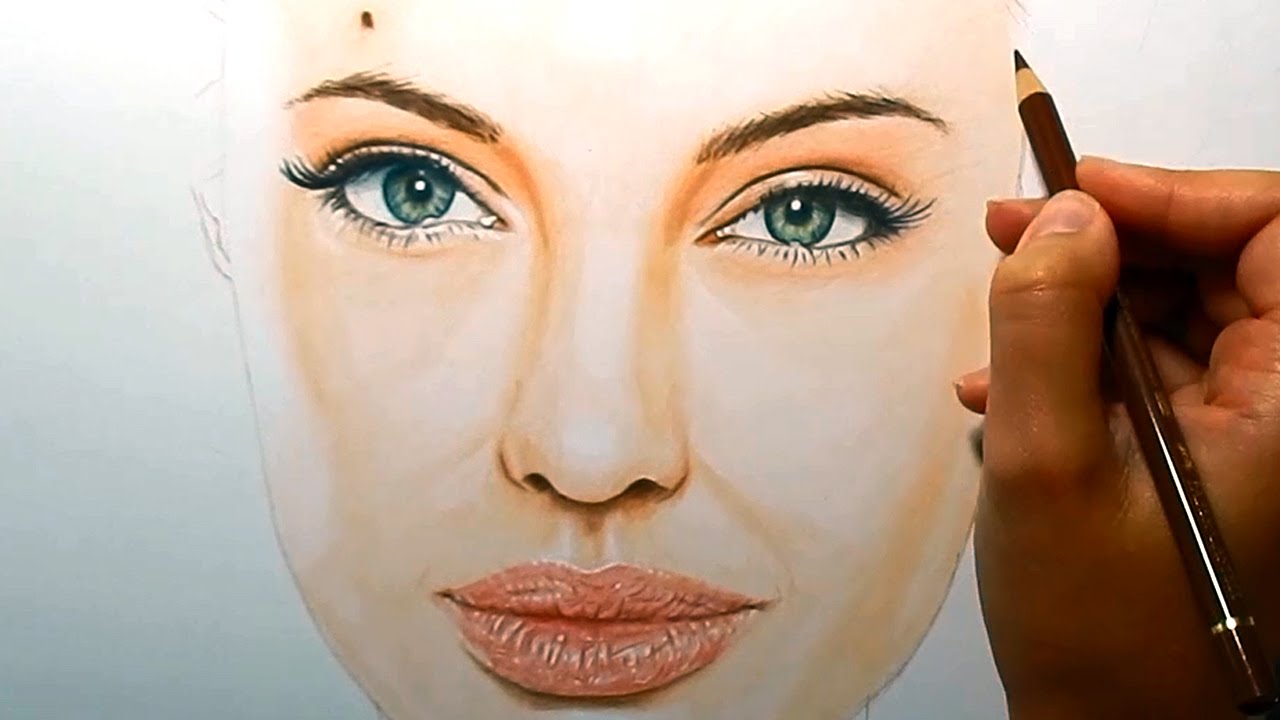 Coloring skin with copic markers and colored pencils - Angelina Jolie | Emmy Kalia