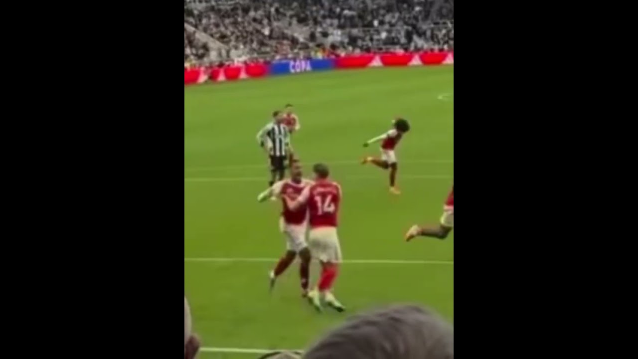 AMAZING view to watch Gabriel Magalh&atilde;es score the winner for Arsenal against Newcastle 😍