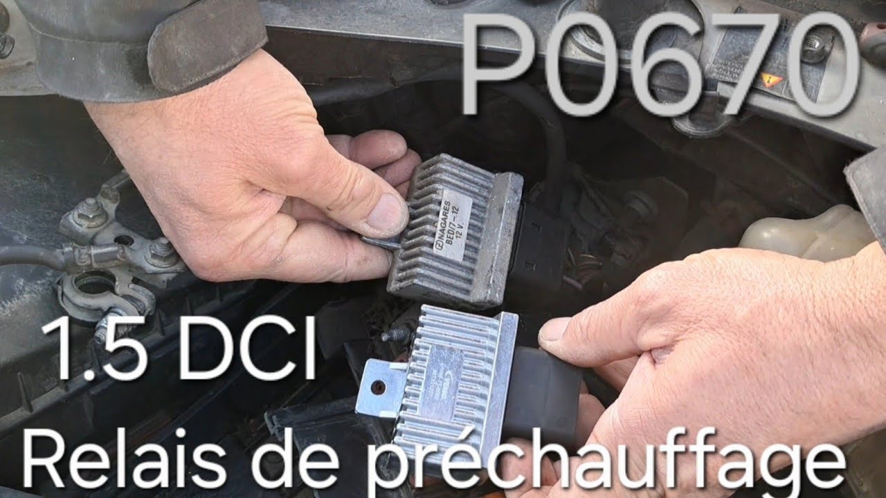 P0670 P0170 P0380 Renault 1.5dci, remplacement du relais de préchauffage. 