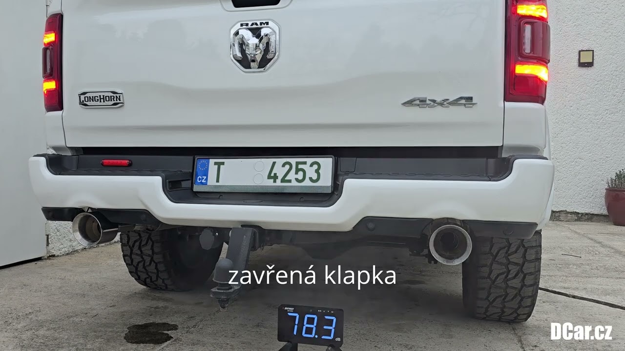 RAM 5.7 V8 HEMI - sestřih - v&yacute;fukov&aacute; klapka DCar.cz a velk&eacute; koncovky v&yacute;fuku