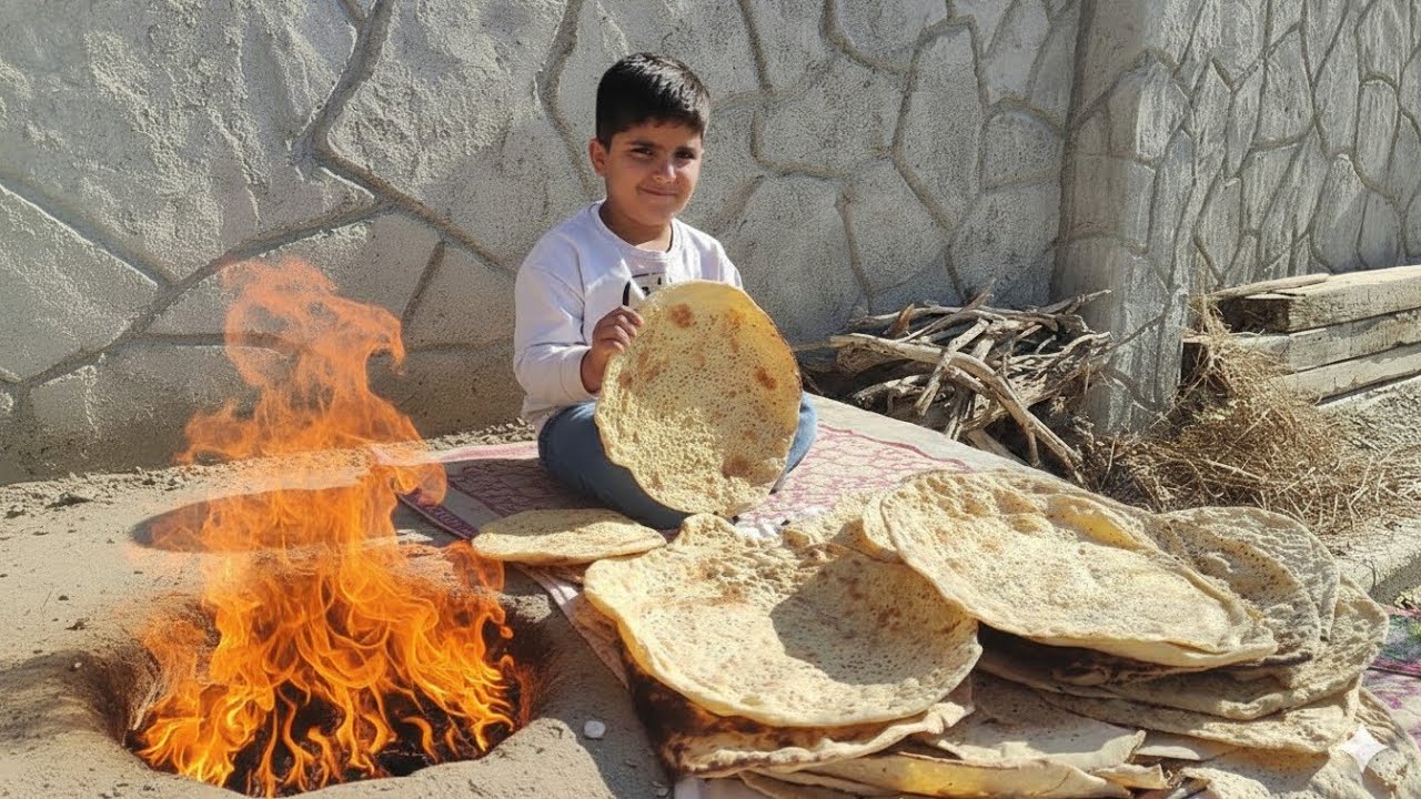 Daily Village Life in Iran | Baking Local Bread In Iranian Rural Style with Mahdi