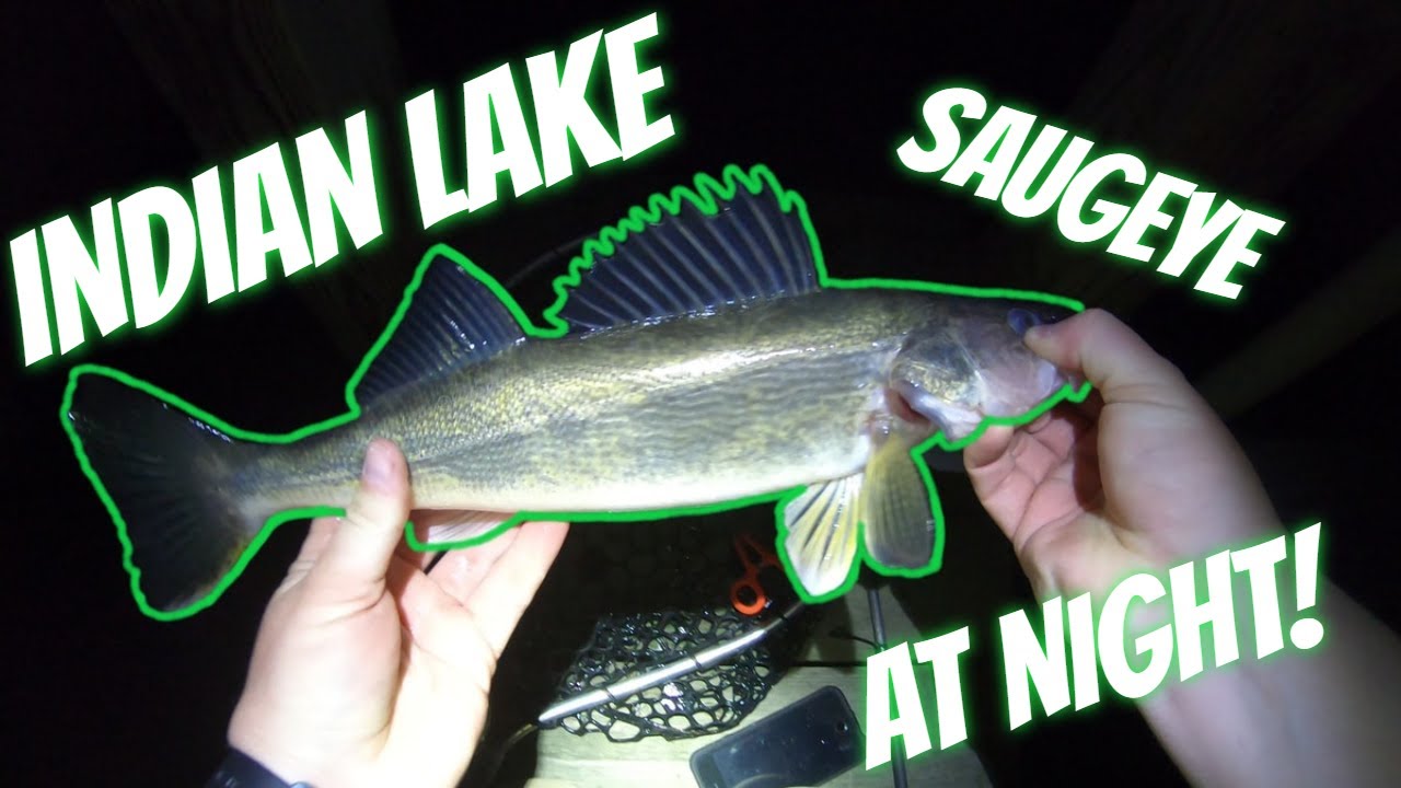 Fishing Indian Lake at NIGHT for SAUGEYE (bonus bluegills on the fly)