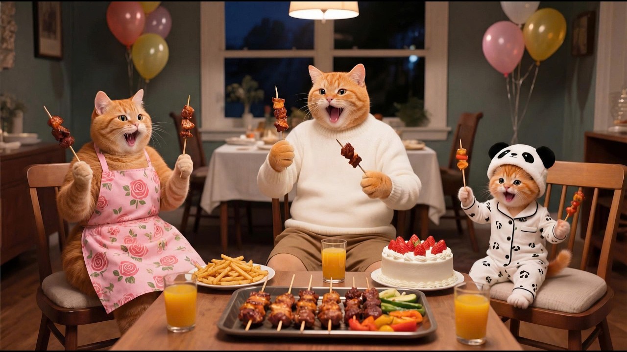 Ginger & Mama Cat Plan a Surprise Birthday for Papa Cat, Then Go Out Together 🎂🎡🐾 | Funny Cat Videos