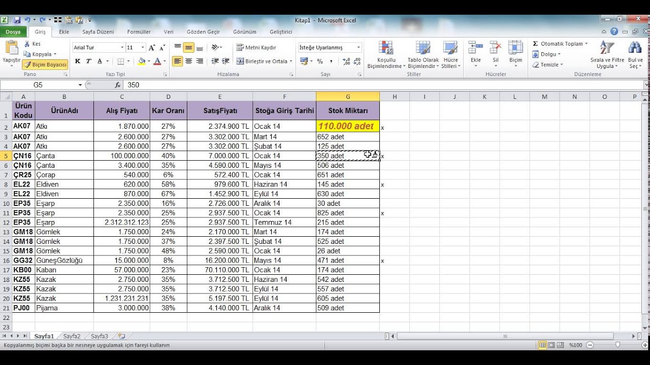 Excel Dersleri - Bi&ccedil;im Boyacısı
