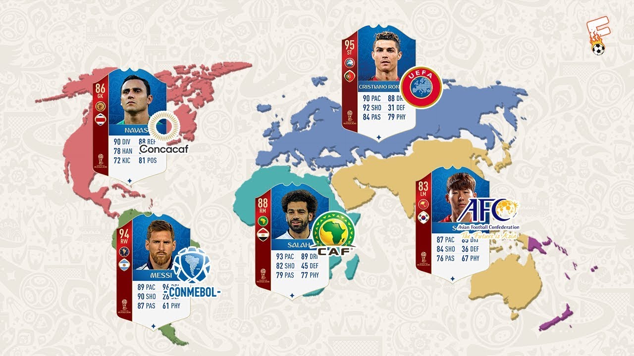 Top 5 The Highest Rated Player At Every Confederation In WORLD CUP 2018 Of FIFA 18 ⚽ Footchampion