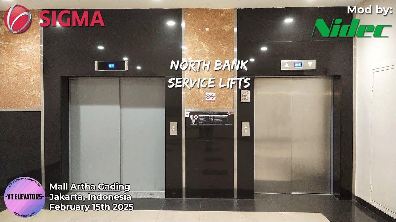 2 Different SIGMA (Mod: Nidec) Traction Service Lifts - Mall Artha Gading, Jakarta (North)