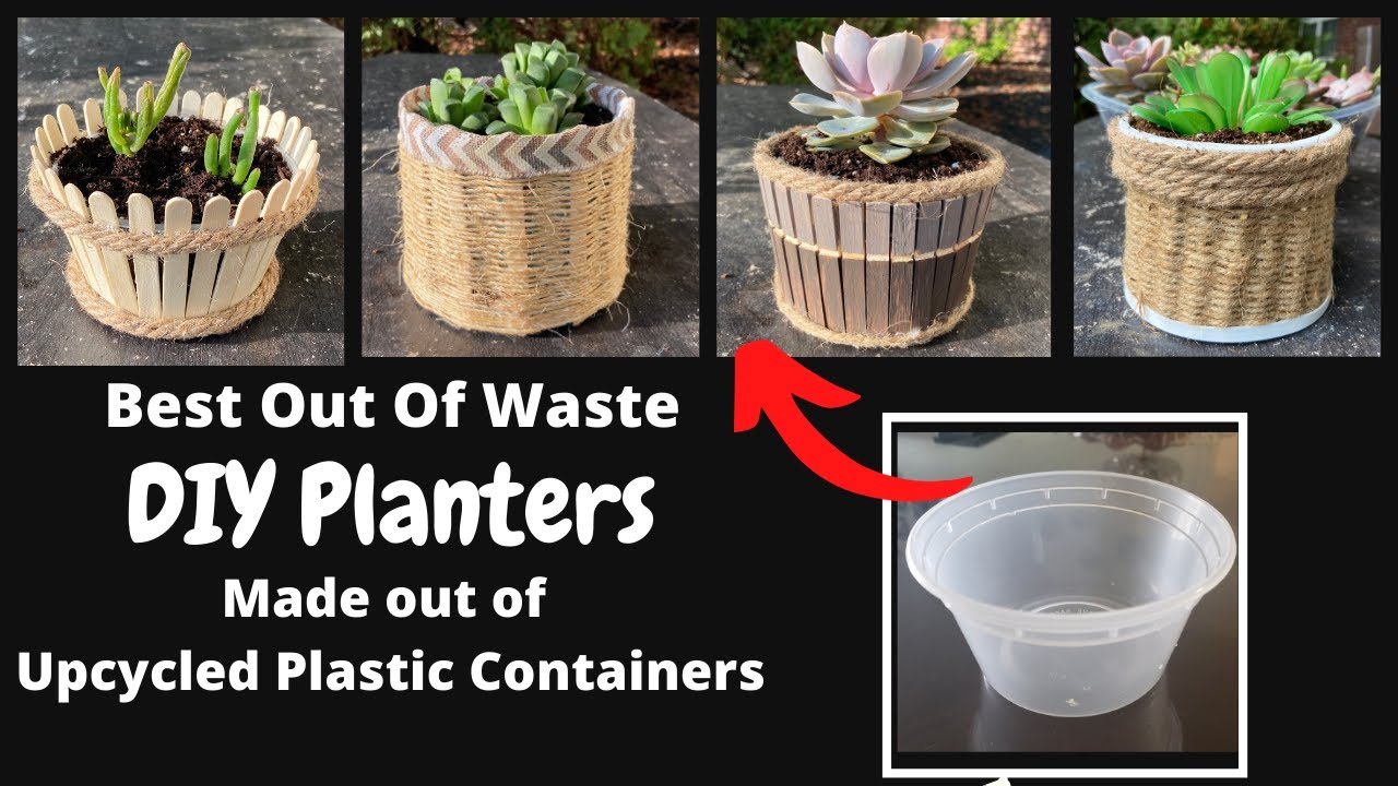 DIY Cheap Plant Pots made out of upcycled plastic containers | Best out of waste diy crafts