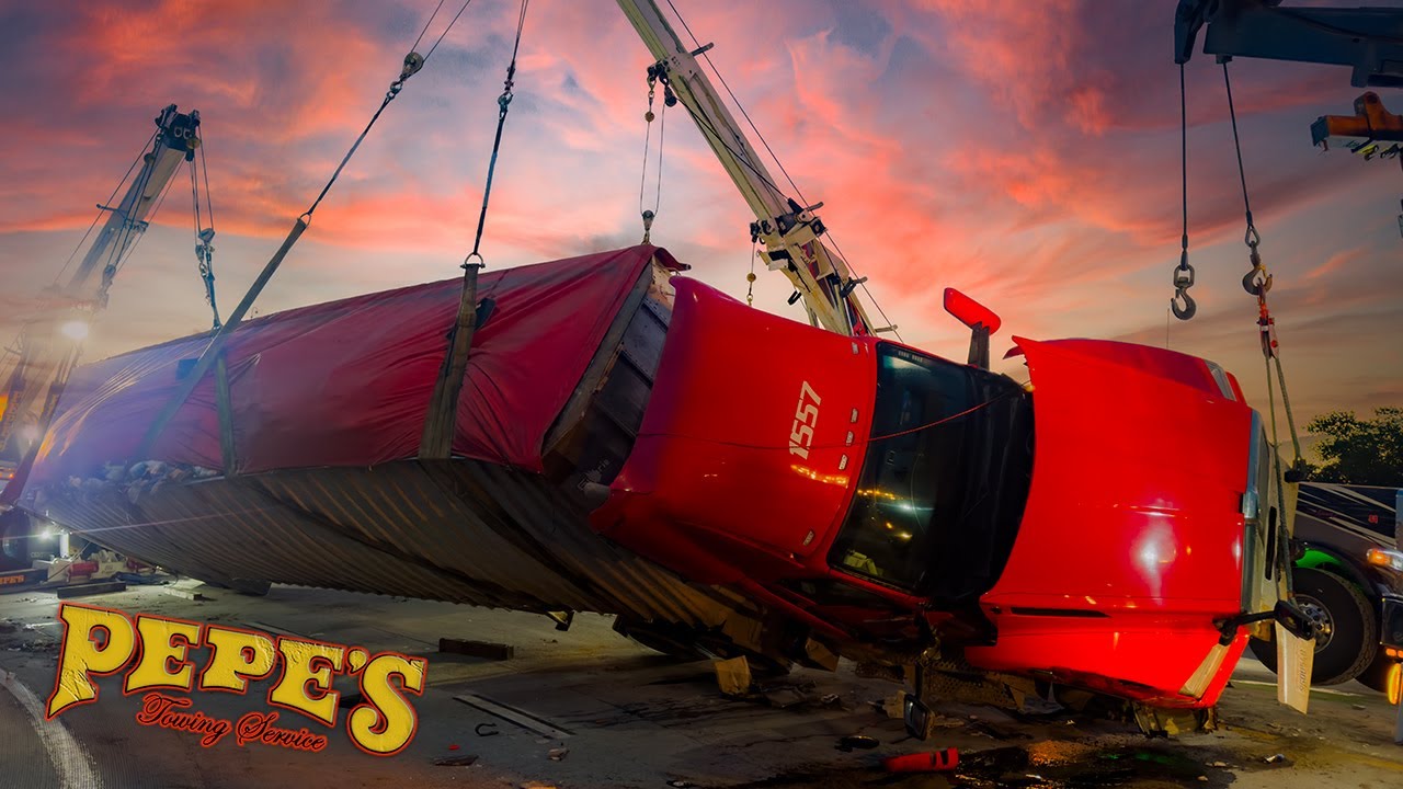 Trash Trailer Rollover - 2 Rotator Heavy Rescue