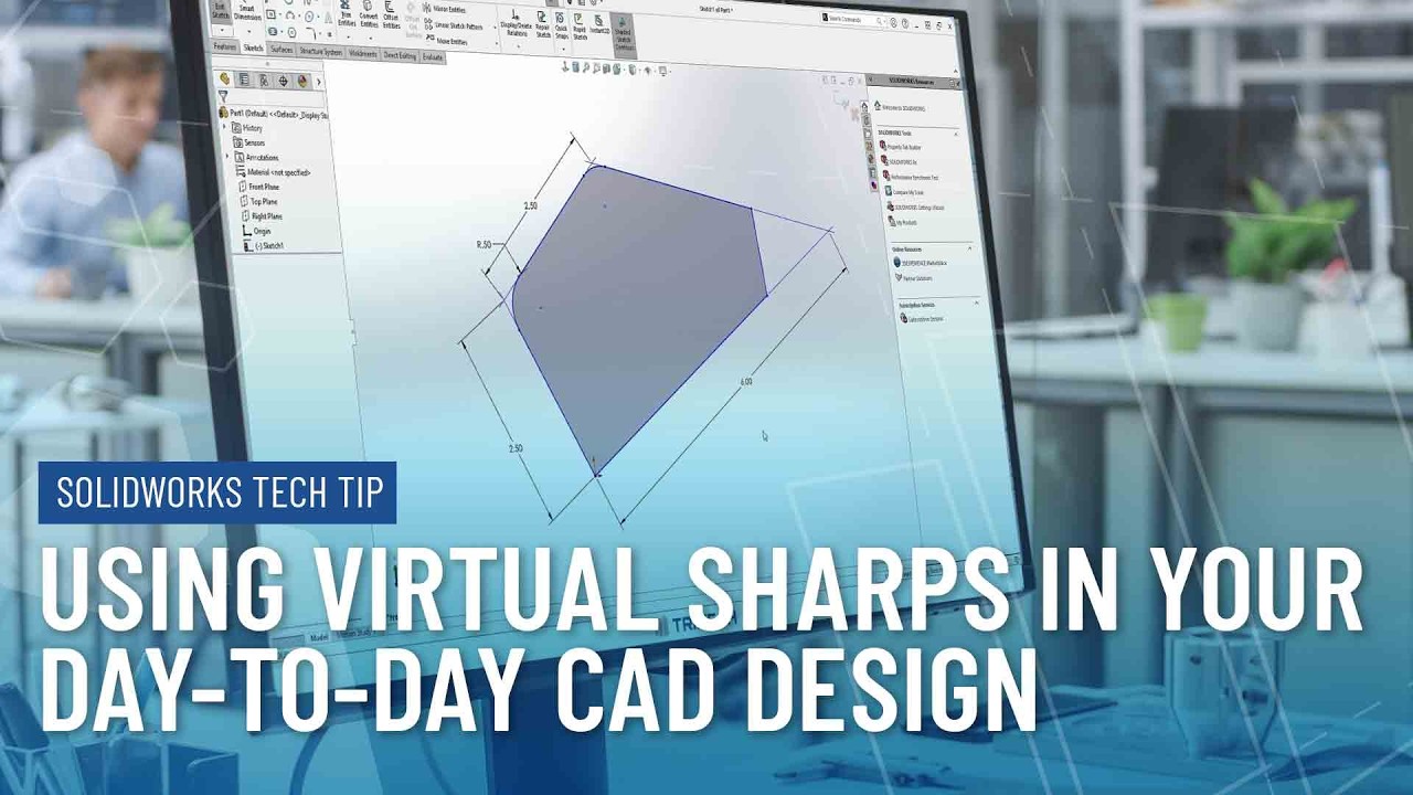 Как выровнять углы в SOLIDWORKS с помощью виртуальных острых углов