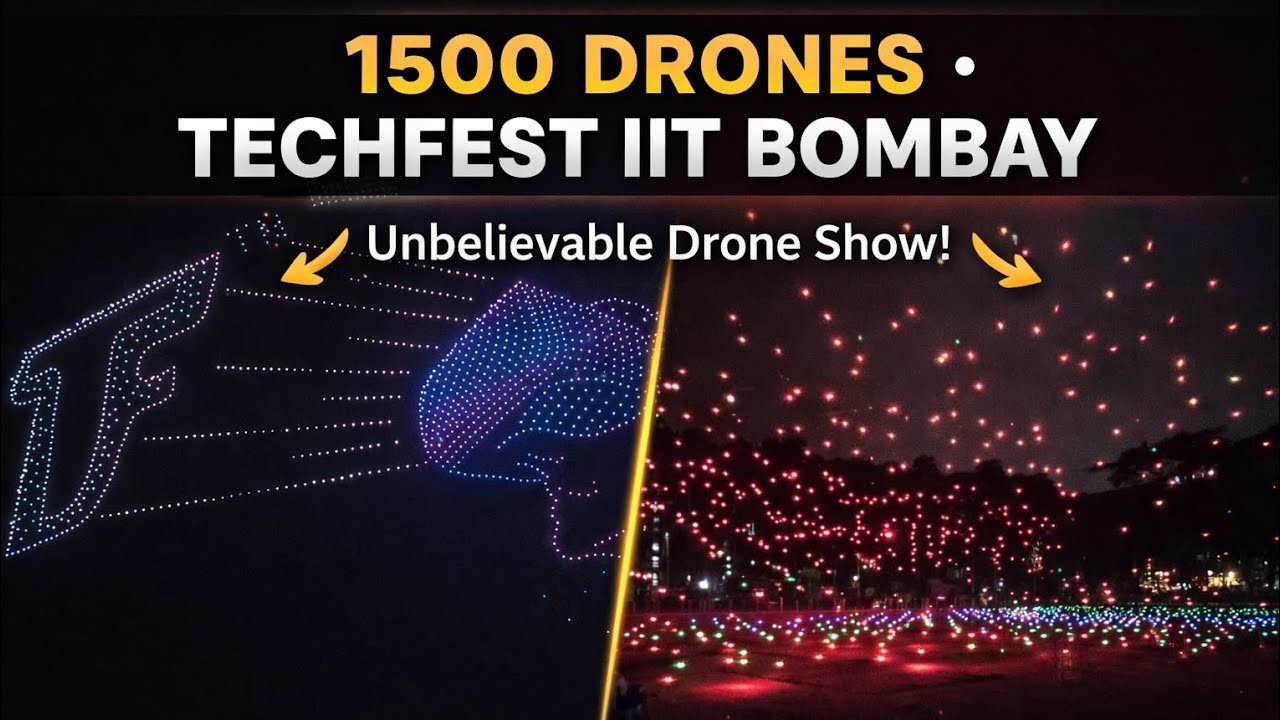 Full Video 1500 Drone Show in Techfest IIT Bombay 🔥#techfest #iitbombay #iit #droneshow #drone #jee