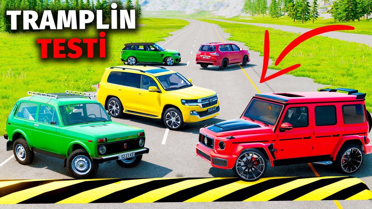Tramplin Testi #2 Lada Niva, Qalik G63, Land Cruiser, BMW X6 X7 Tesla| BeamNG.Drive | #sahmarehmedov