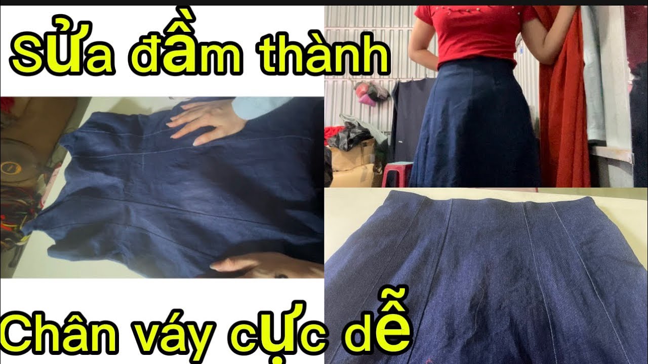 Cách sửa đầm thành chân váy cực dễ