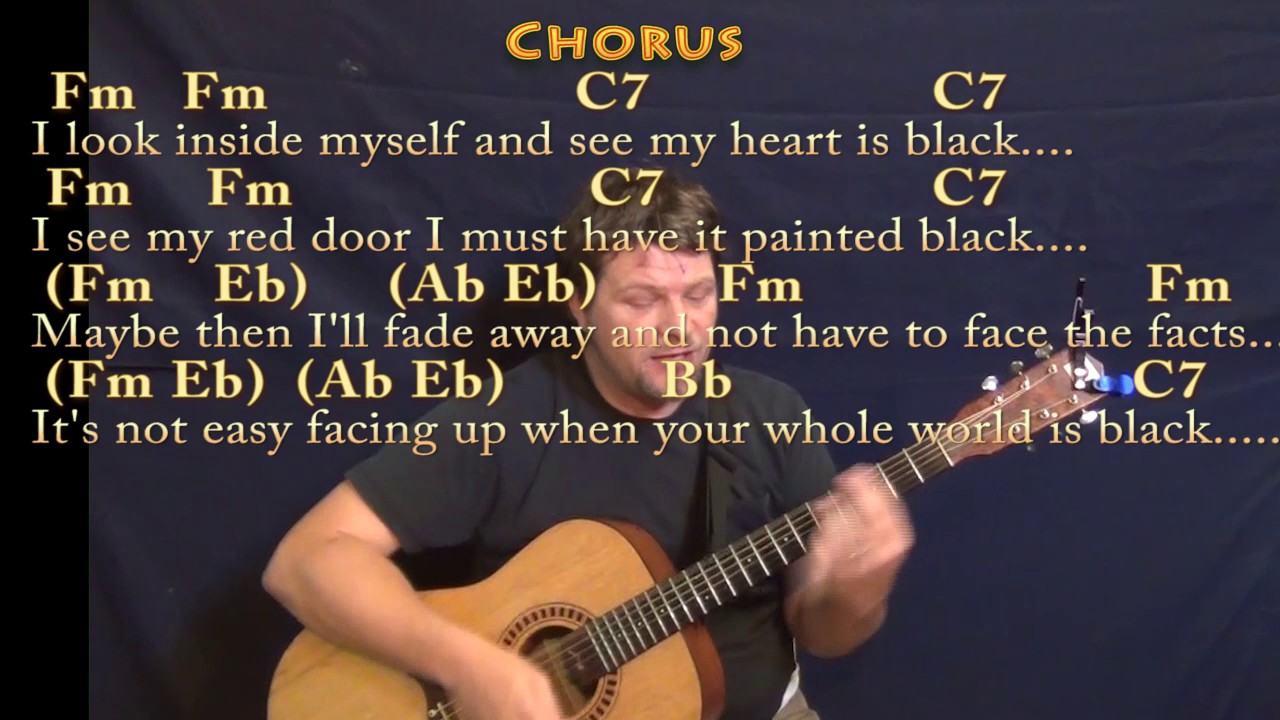 Paint It, Black (The Rolling Stones) Guitar Cover Lesson in Fm with Chords/Lyrics