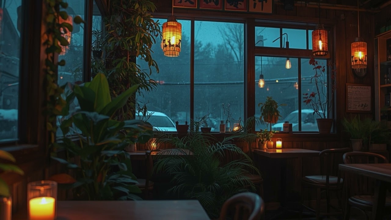 first snow study session ❄️ gentle café ambience