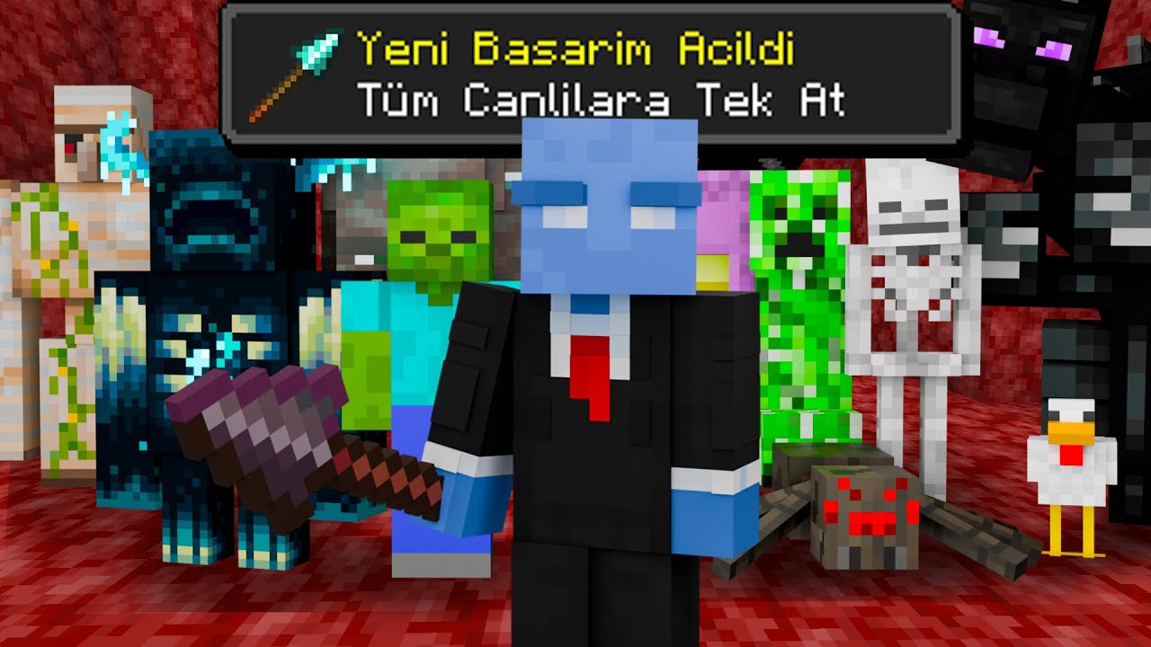 Minecraft Hardcore'da MIZRAK ile Tüm Canlıları Öldürdüm...