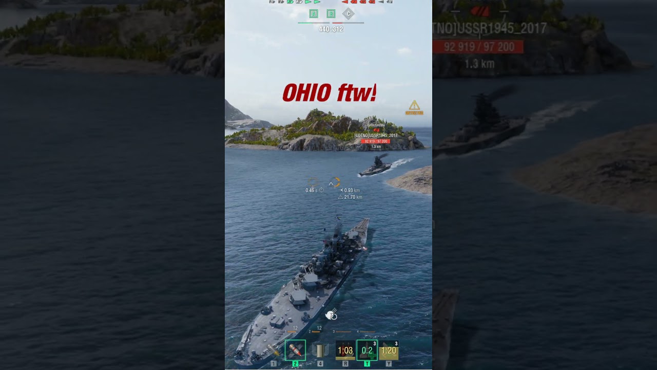 Battleship Ohio with a 93000 dev strike - World of Warships