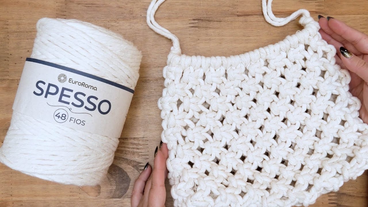 Bolsa em Macramê com EuroRoma Spesso 48 fios - por Donage