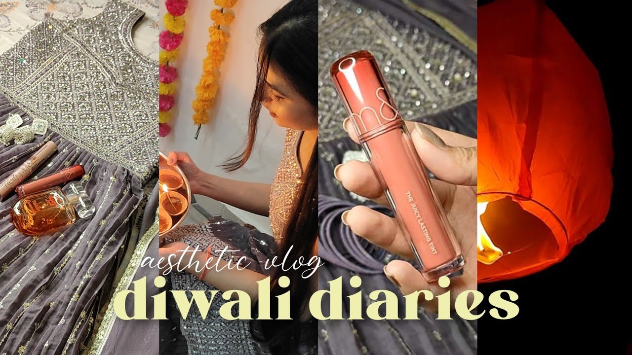 Diwali Vlog aesthetic ✨️🧨 desi pinterest girl, grwm, outfit, firecrackers, rangoli, puja etc.