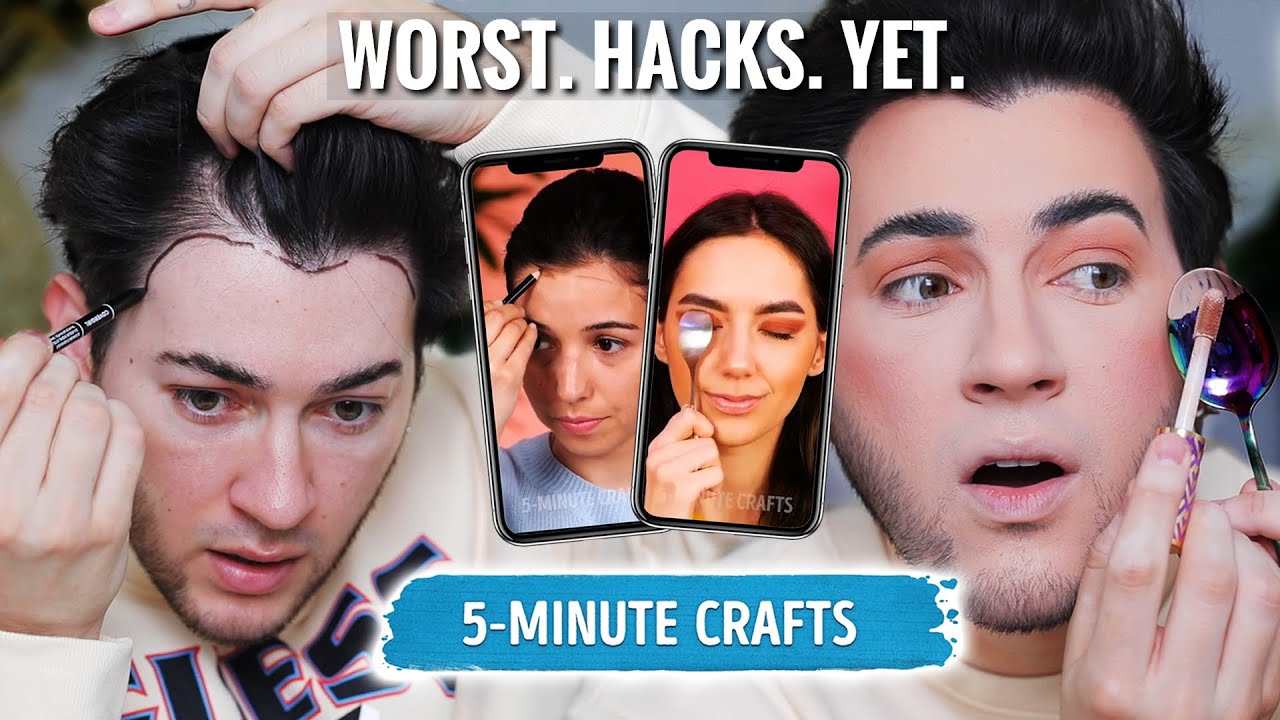 TESTING CRINGEY 5 MINUTE CRAFTS MAKEUP HACKS... they REALLY tried it